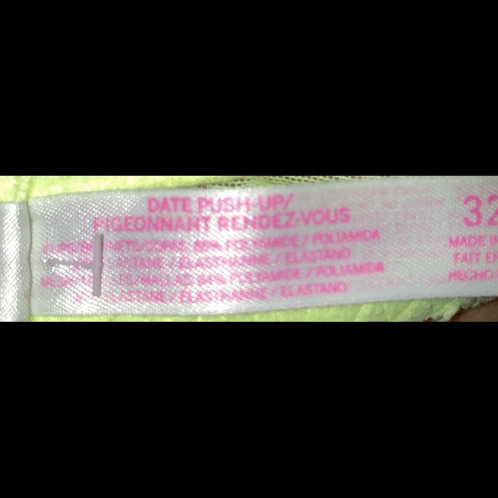 Victoria’s Secret PINK lime green Date Push-up Pigeonnant bra 32B - Picture 12 of 14